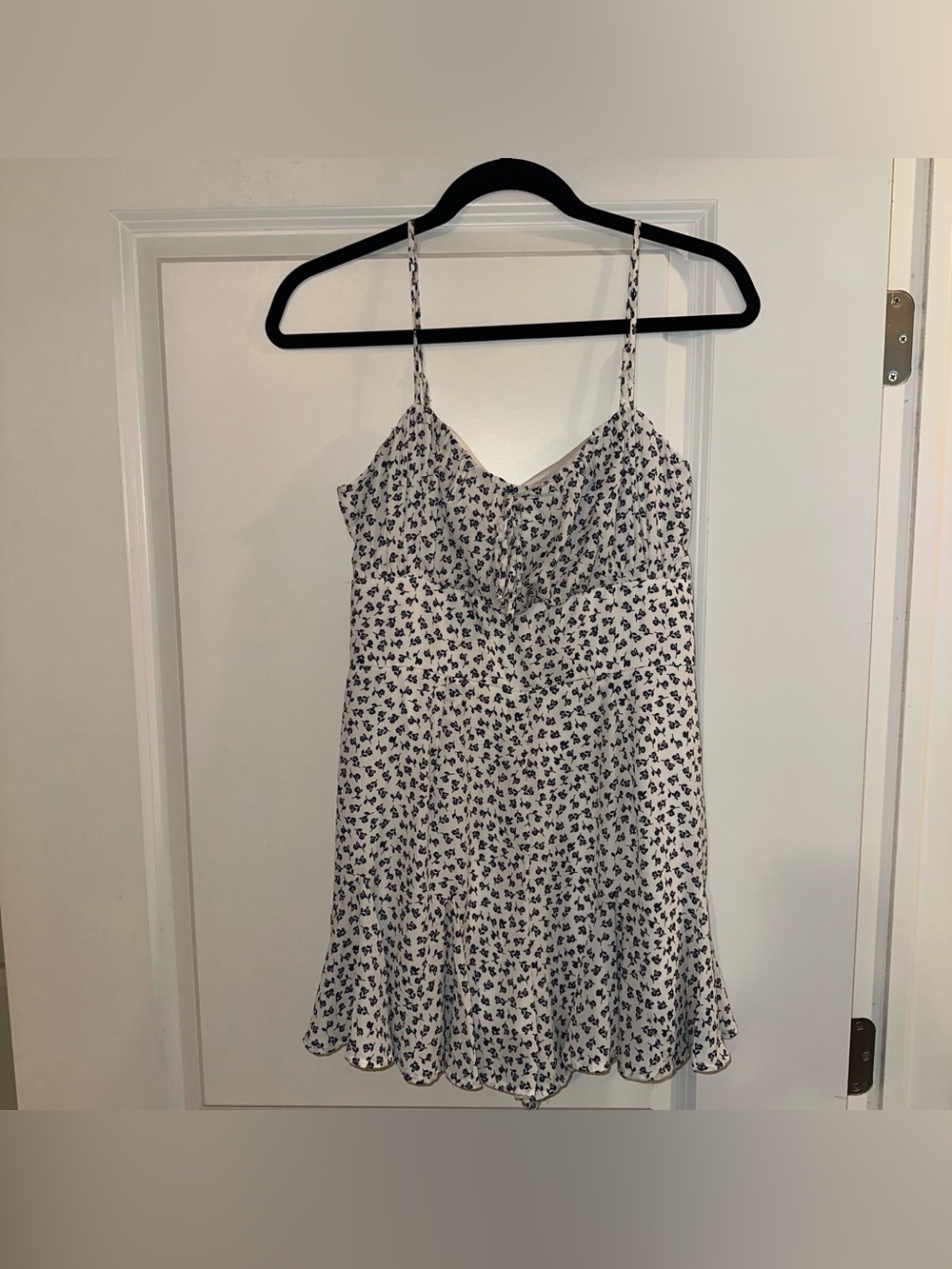Mi Ami Cream Strapless Romper with Black Floral Print